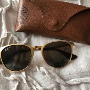 Ray Ban Erika Metal POLARIZED Gold Sunglasses